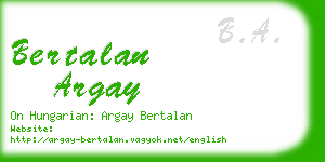 bertalan argay business card